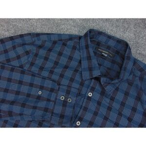 John Varvatos Shirt Mens Large Button Up Blue Plaid Casual Designer Top